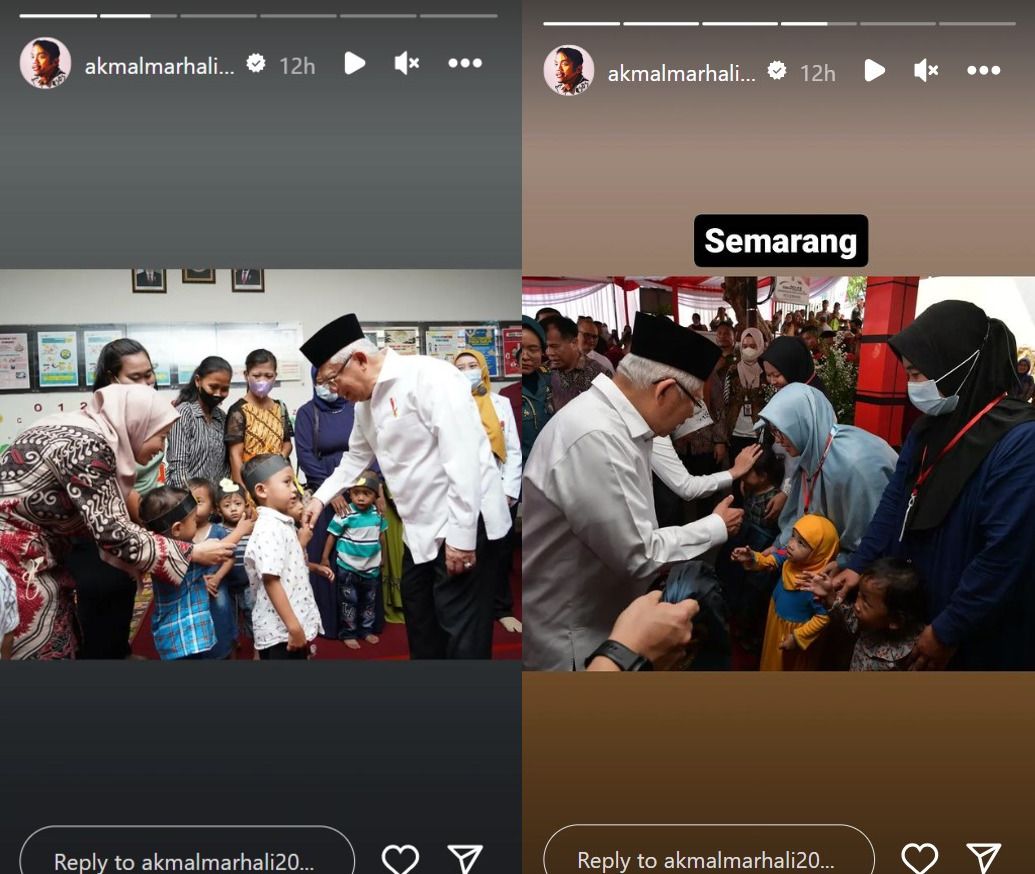 Foto Wapres Ma'ruf Amin yang diunggah oleh Akmal Marhali di story Instagram.