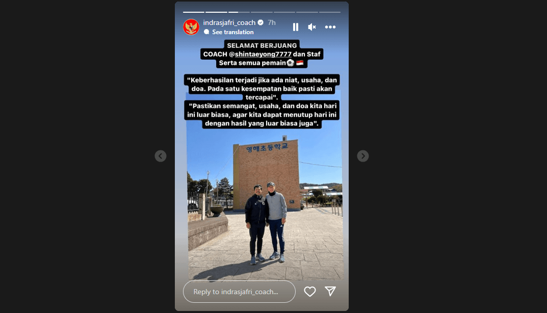 Postingan IG Story Coach Indra Sjafri (24/1/2024)