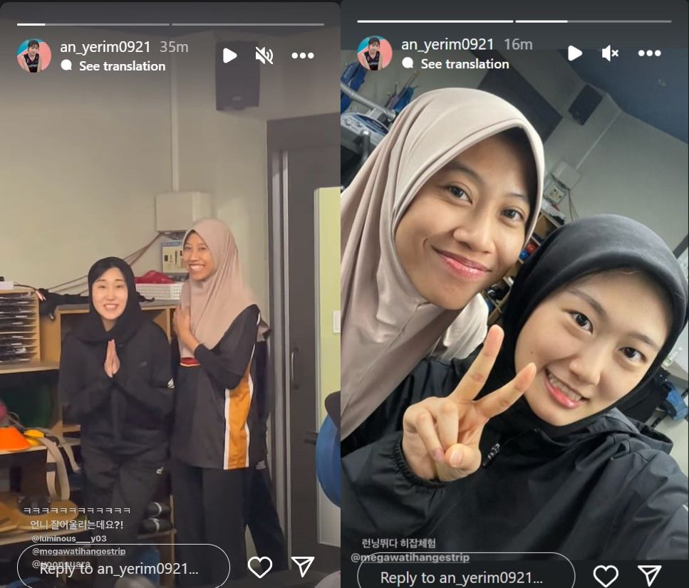 Dua pemain Red Sparks tampil anggun mengenakan hijab seperti Megawati Hangestri/foto: IG An Ye-rim.