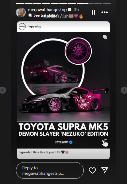 Instastory Megawati Hangestri Pertiwi, Pamer Mobil Sport Idaman
