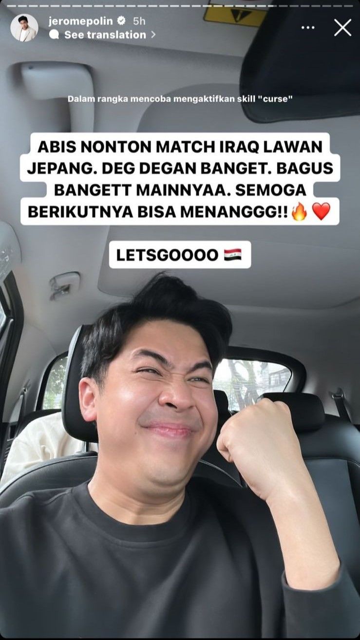 Instastory Jerome Polin Dukung Timnas Irak