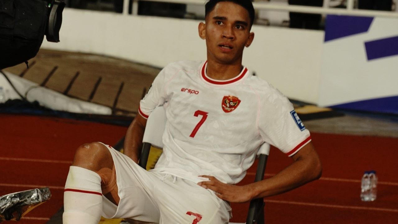 Marselino Ferdinan selebrasi duduk/ SportCorner/ Alwan Naufal.