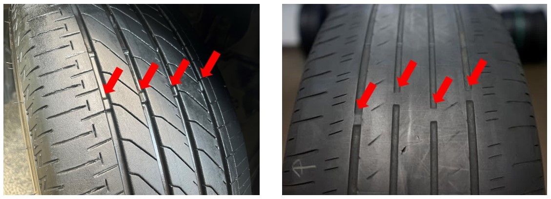Ketinggian kembangan ban yang aman dapat dilihat menggunakan Tread Wear Indicator (TWI)