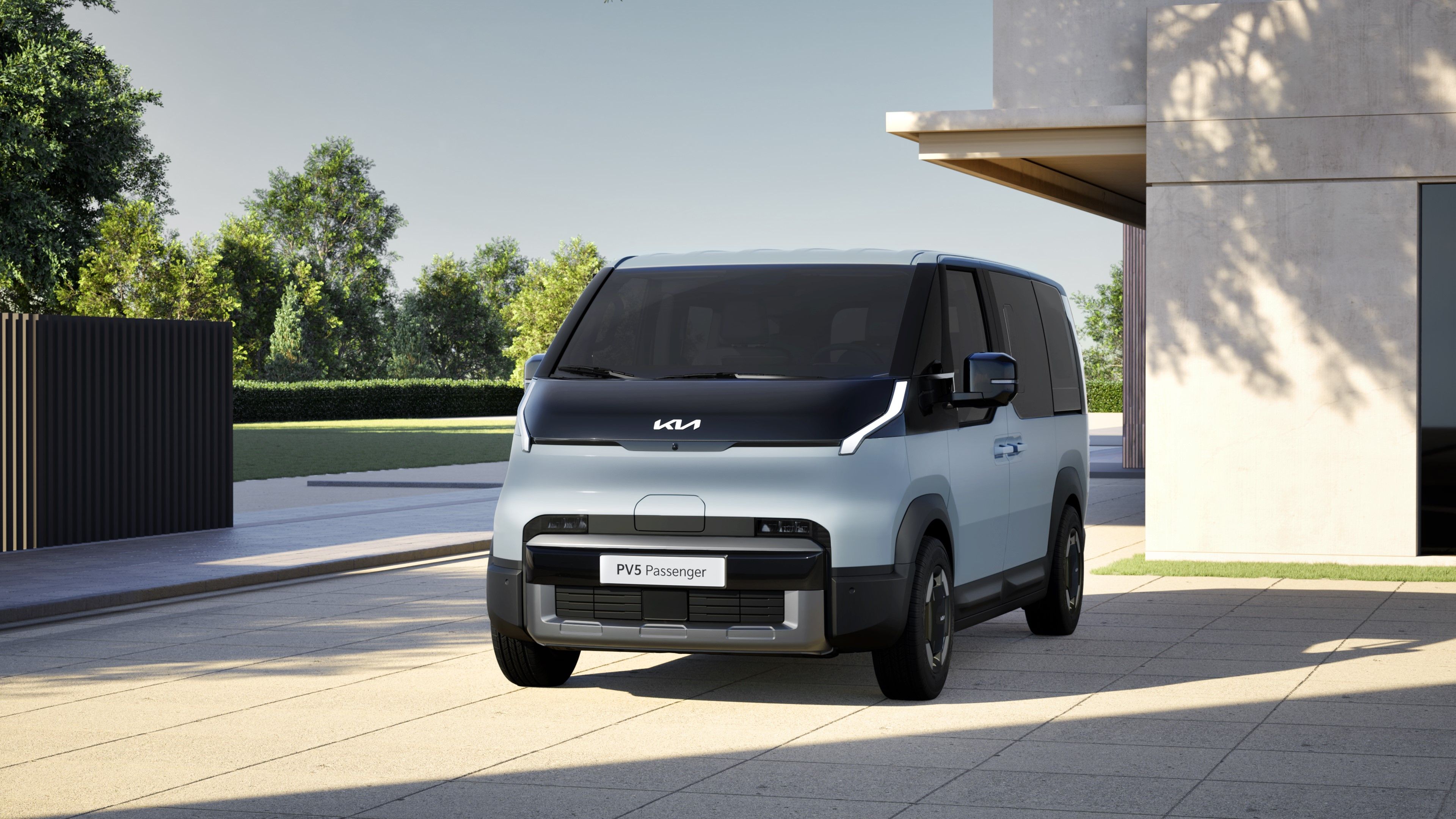 Kia PV5 Penumpang hadir dengan desain geometris dengan jendela besar. (KIA)